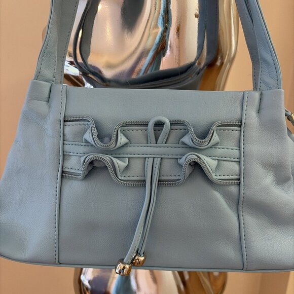 Vintage Y2K Mini Underarm Shoulder Bag Powder Blue Ruffled Lorelai Gilmore NWOT - Picture 2 of 11